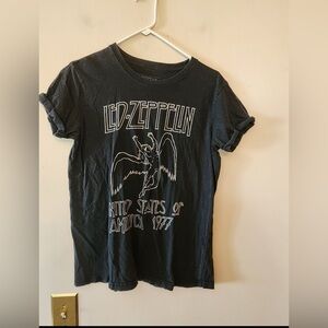 Led Zeppelin Size Small Black Tee Shirt Mens Bay Island 1977 US Tour Retro